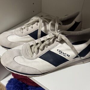 Coach Women’s White and Dark Blue Sneakers